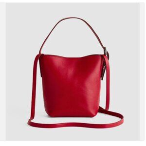 Madewell Essential Micro Bucket Bag Red Leather Mini Tote Crossbody